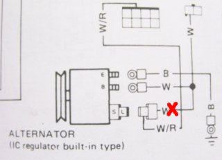 Schemat poacze istalacji elektrycznej do alternatora